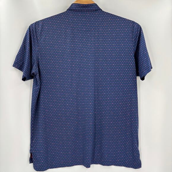 Peter Millar Summer Comfort XL Blue Skull Pattern Short Sleeve Golf Polo Shirt - Picture 7 of 7